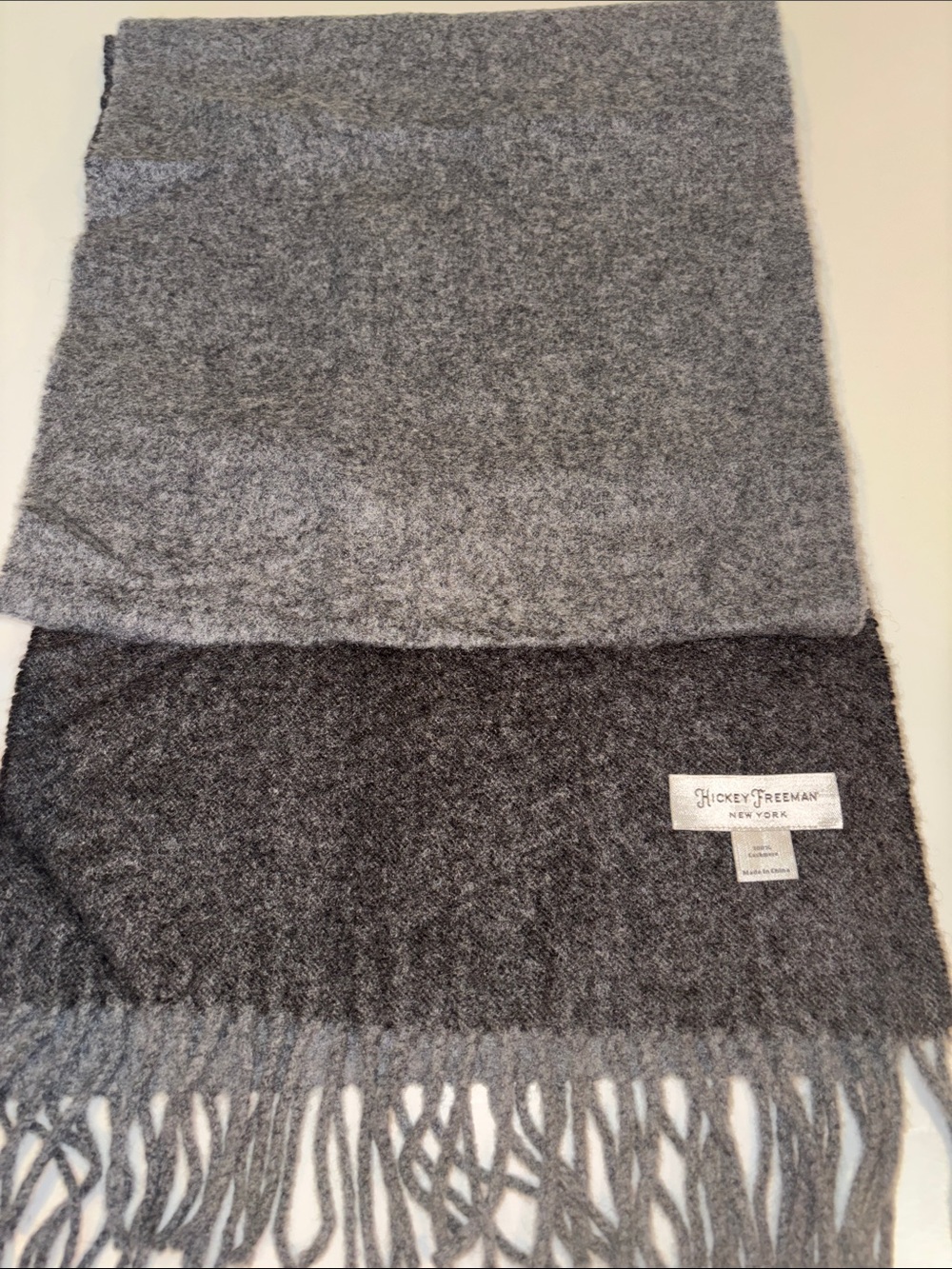 Hickey Freeman cashmere Two-Tone Gray Wool Scarf